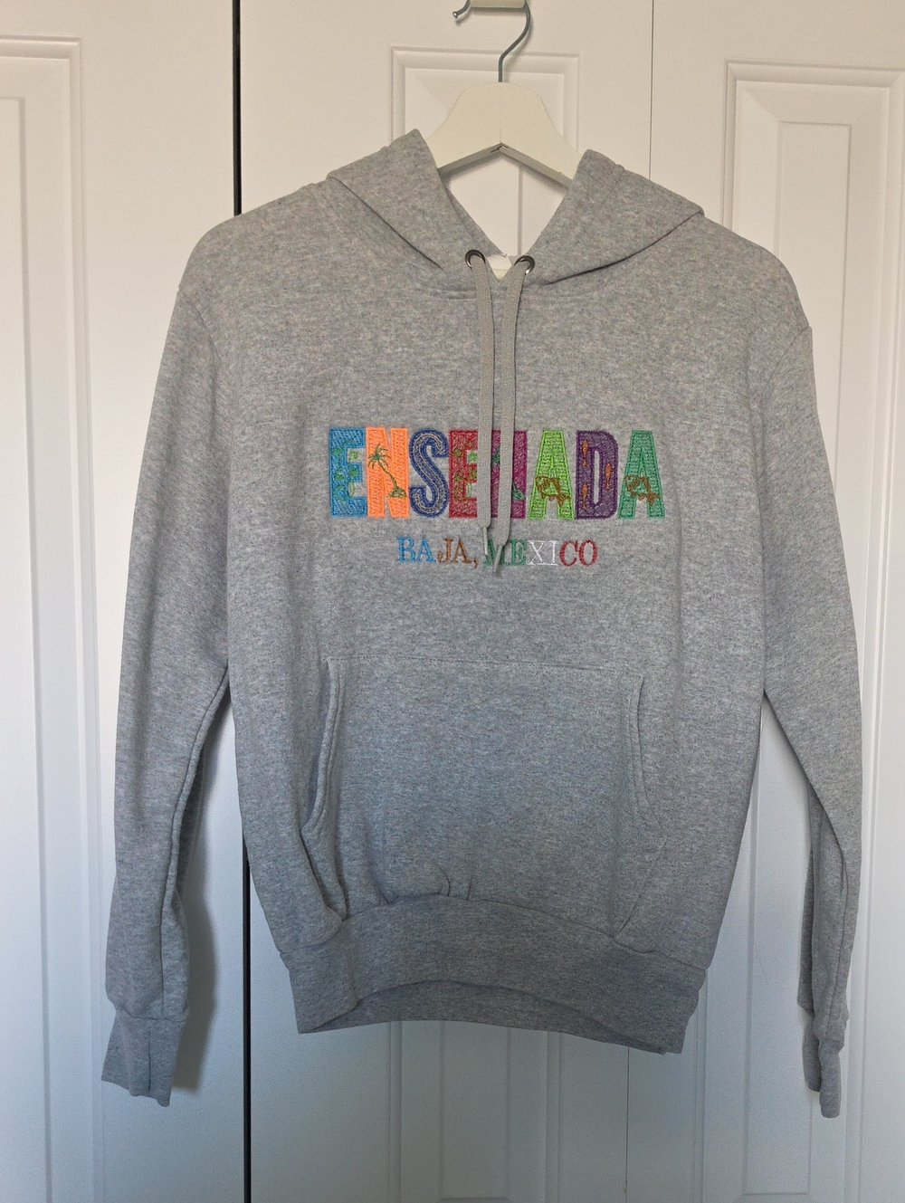 Gray 'Ensenada Baja Mexico' Embroidered Hoodie
